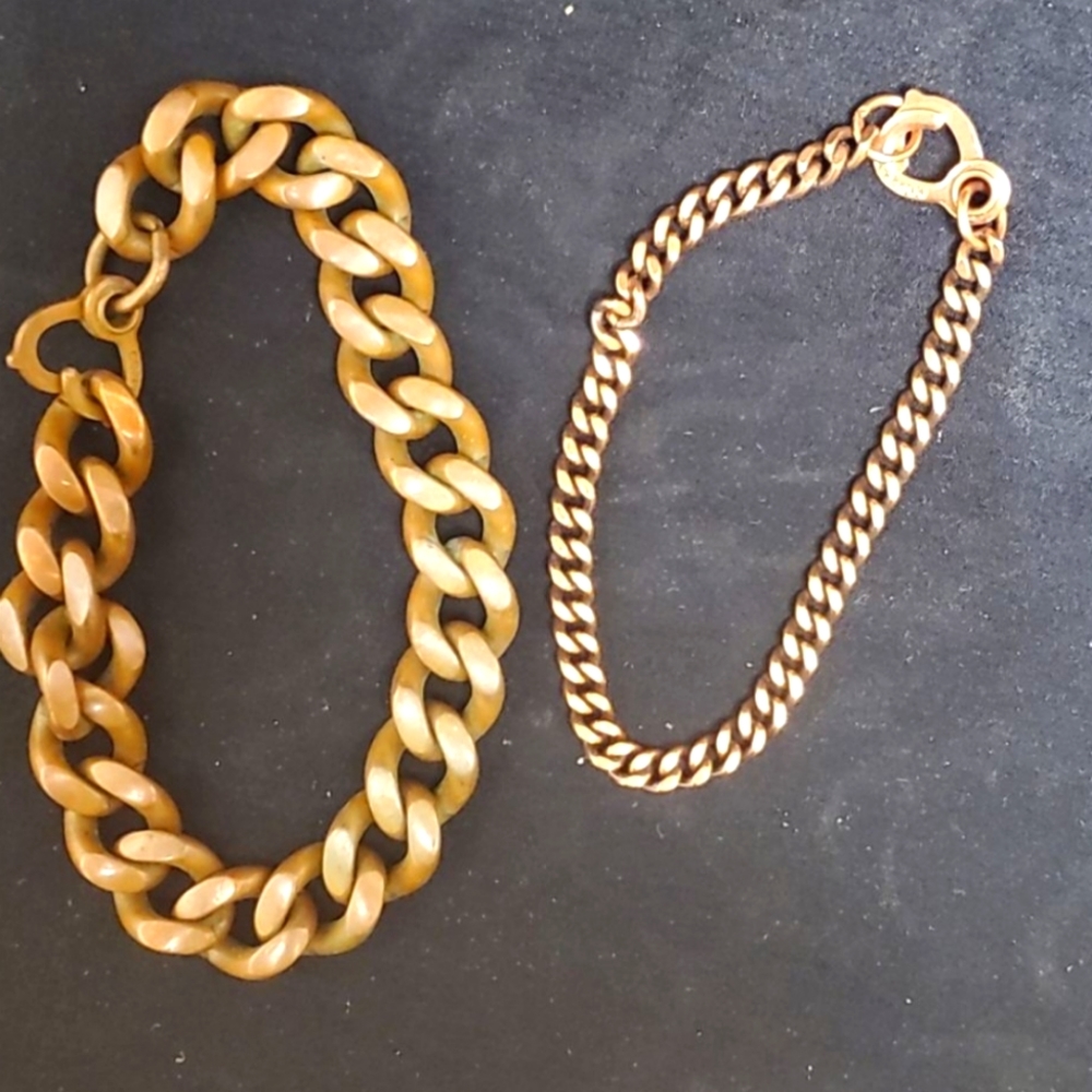 2 vintage copper chain link bracelets